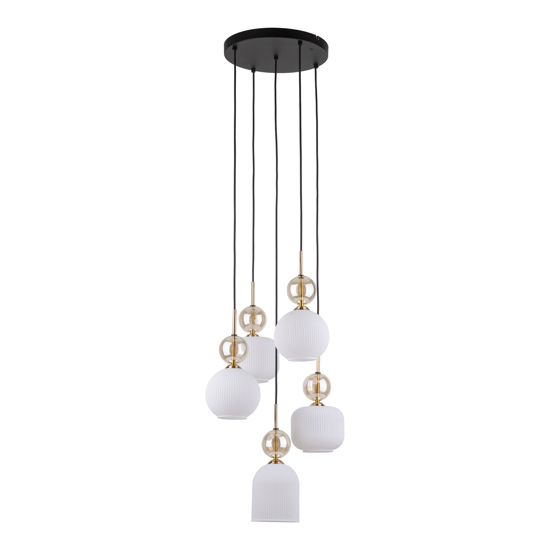 lampadario per soggiorno contemporaneo 5 vetri ambra bianco pendenti